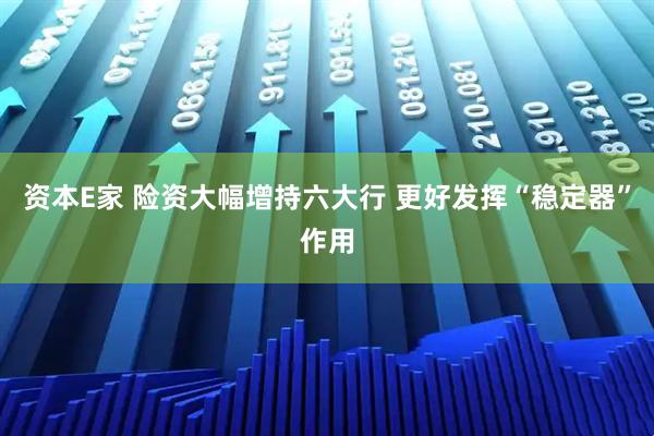 资本E家 险资大幅增持六大行 更好发挥“稳定器”作用